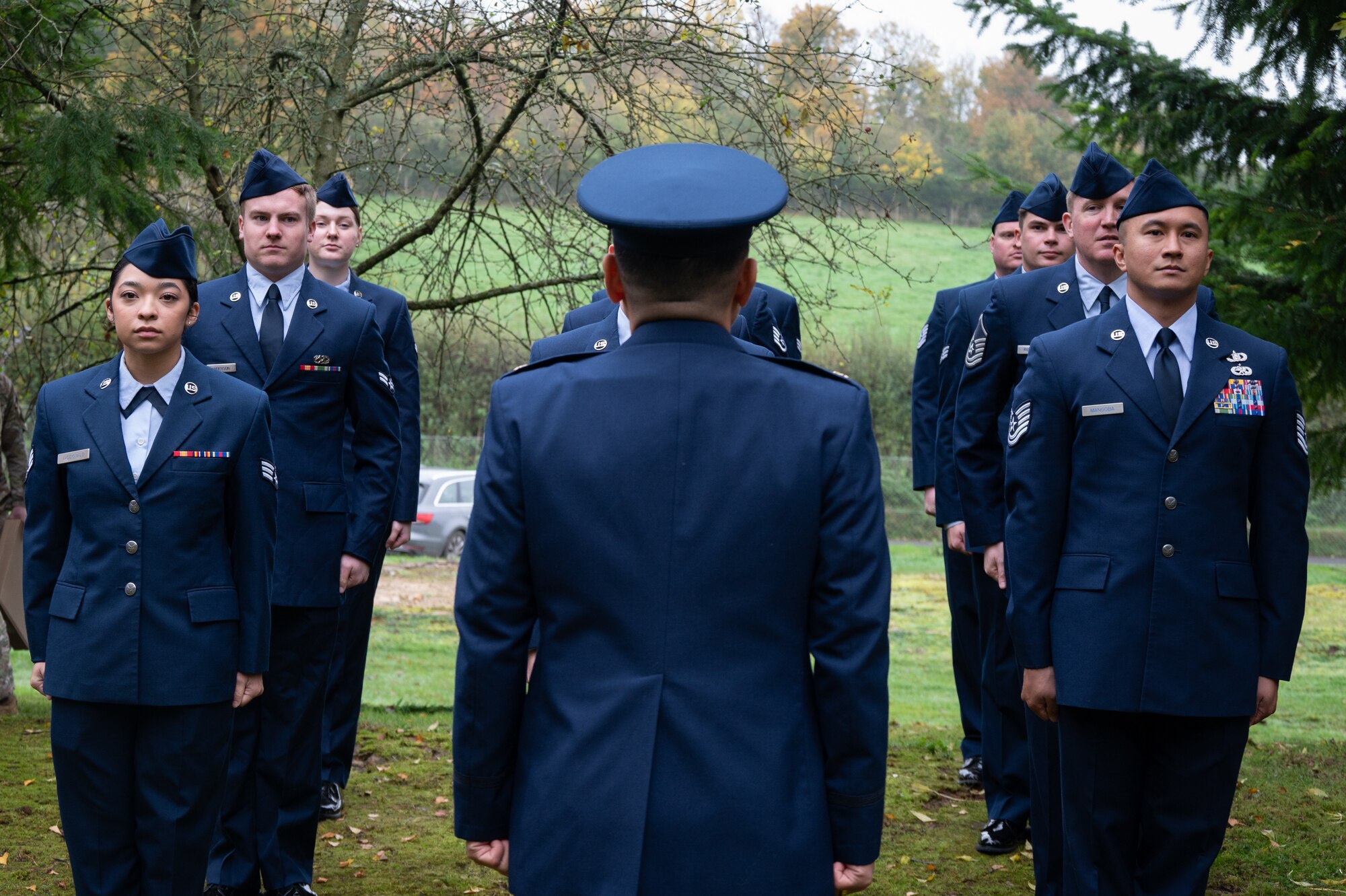 Pathfinders from the 420th Munitions Squadron stand in formation