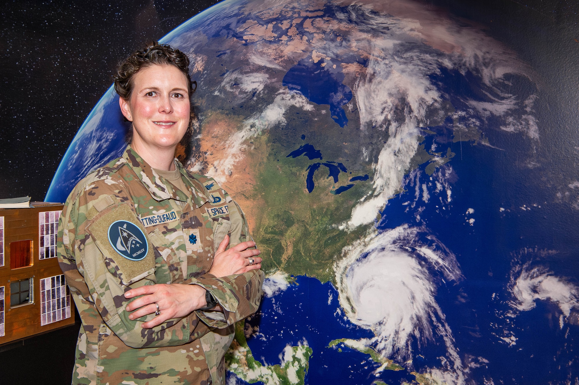 Lt. Col. Heather Greatting-Dufaud, U.S. Air Force Academy Astronautical Engineering instructor, poses for a photo at the Academy, Colo., Oct. 31, 2024. Her experience with satellite systems development has made her one of the leading experts in the Department of Astronautics, which has led to a major overhaul of the Satellite Communications course. (U.S. Air Force photo by Richard Bahner