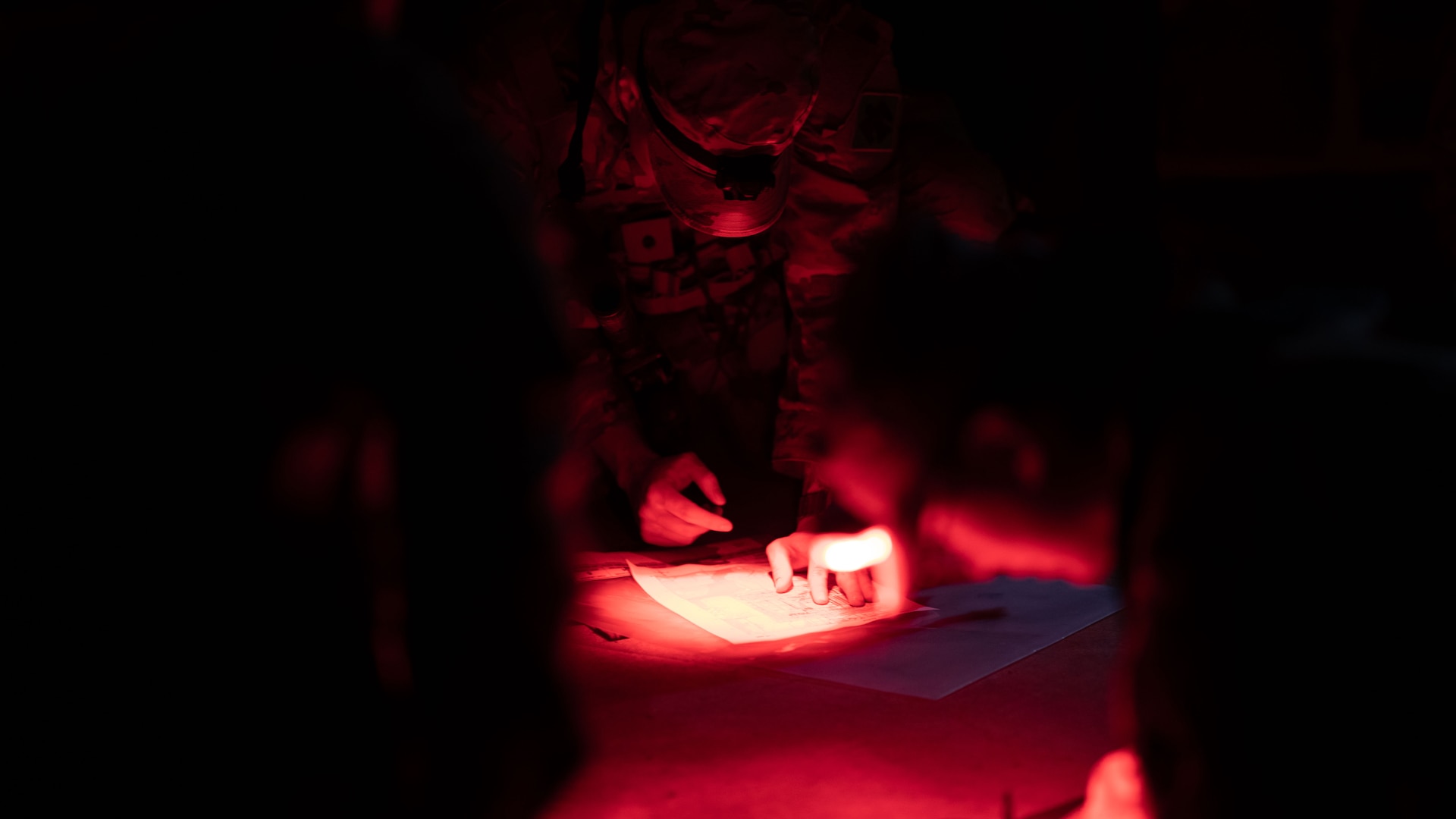 Oklahoma Army National Guard Soldiers participate in a night land navigation course during the Best Warrior Competition at Camp Gruber Training Center, Oklahoma, Nov. 6, 2024. The OKARNG Best Warrior Competition is an annual event designed to test and recognize the skills, endurance and professionalism of the best Soldiers and NCOs within the organization. (Oklahoma National Guard photo by Spc. Cambrie Cannon)