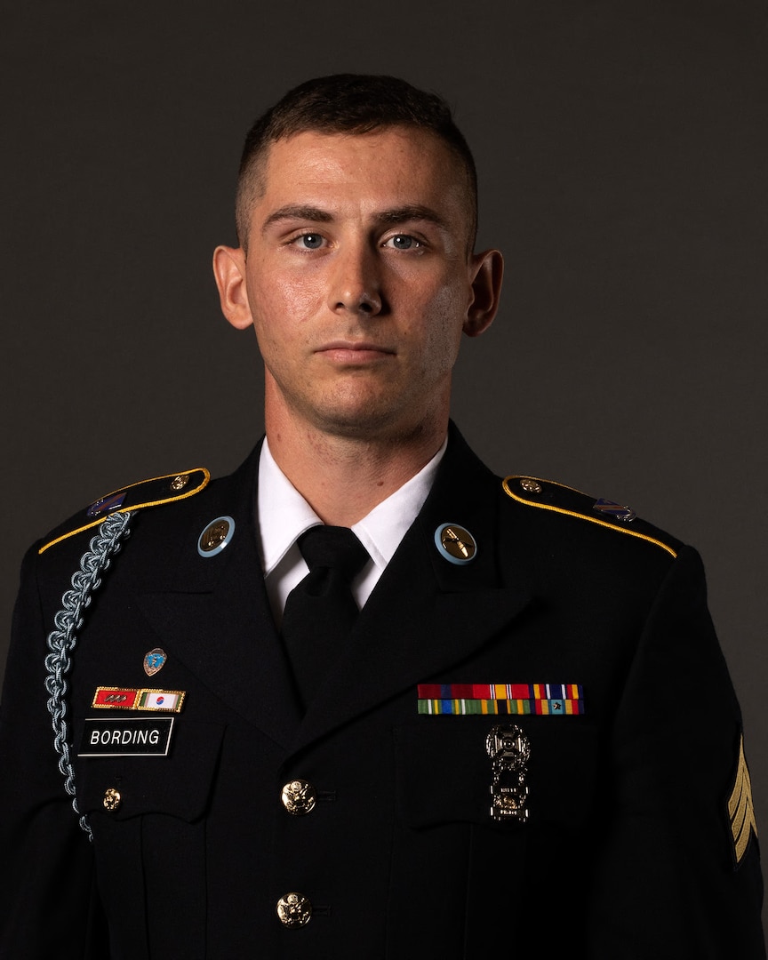 Portrait of Sgt. James Bording, a Claremore, Oklahoma resident serving as an infantryman in the 1st Battalion, 279th Infantry Regiment, 45th Infantry Brigade Combat Team. Bording competed and won the title of 2025 Oklahoma Army National Guard Noncommissioned Officer of the Year during the 2025 OKARNG Best Warrior Competition held at Camp Gruber Training Center, Oklahoma, Nov. 6-8, 2024. (Oklahoma National Guard photo by Sgt. Haden Tolbert)