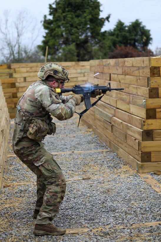 U.S. Army Spc. Todd Musgrove, an infantryman with Detachment 1, Headquarters and Headquarters Company, 1-149th Infantry Regiment, neutralizes a target during the 2025 Kentucky Best Warrior Competition held at Wendell H. Ford Regional Training Center in Greenville, Kentucky, Nov. 6, 2024. This competition showcases the adaptiveness, resilience, and lethality of our forces, affirming the readiness of National Guard citizen-Soldiers to meet the nation’s challenges.