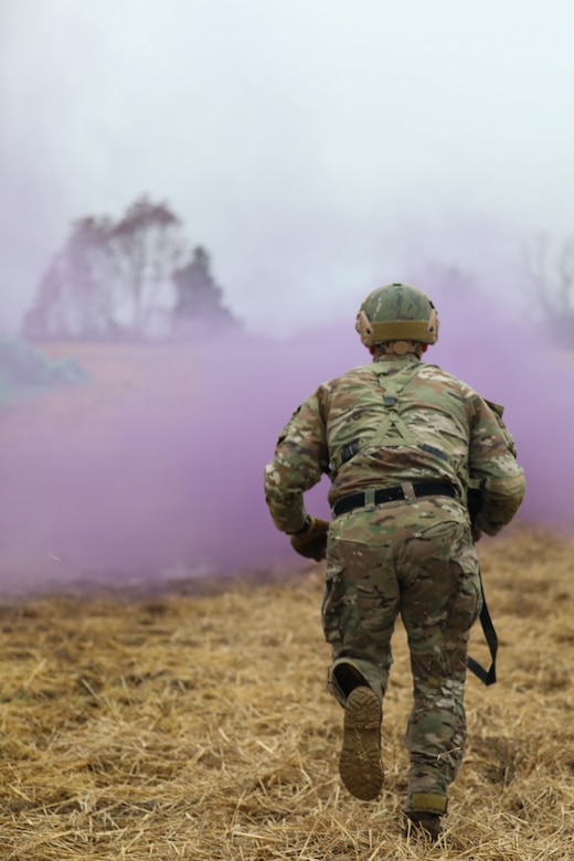 U.S. Army Sgt. Shea Moody, an infantryman with Bravo Company, 1-149th Infantry Regiment, completes three to five second rushes toward his objective during the 2025 Kentucky Best Warrior Competition held at Wendell H. Ford Regional Training Center in Greenville, Kentucky, Nov. 6, 2024. This competition showcases the adaptiveness, resilience, and lethality of our forces, affirming the readiness of National Guard citizen-Soldiers to meet the nation’s challenges.