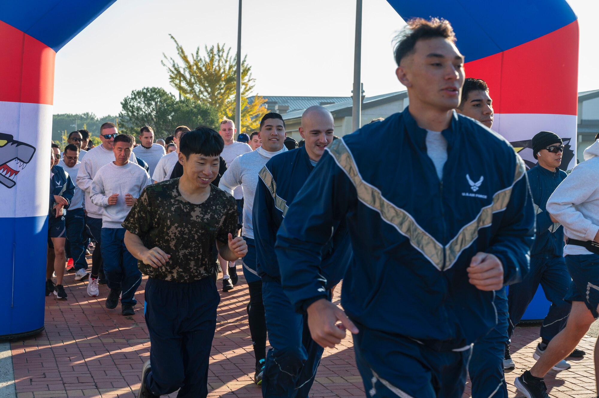 Members from the U.S. Air Force 8th Fighter Wing and the Republic of Korea Air Force 38th Fighter Group, participate in a 5K during Friendship Day at Kunsan Air Base, R.O.K.