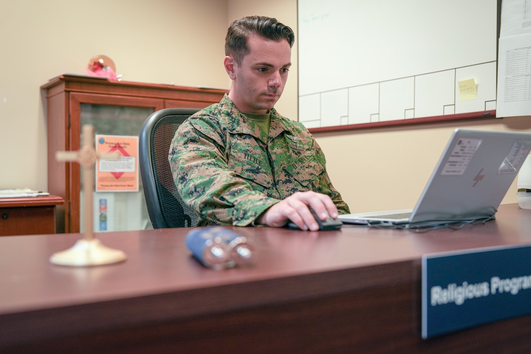 U.S. Navy Petty Officer 2nd Class Jacob Tittle, a religious program specialist with Combat Logistics Regiment 27, 2nd Marine Logistics Group, and a Cleveland native, poses for a photo on Camp Lejeune, North Carolina, Nov. 7, 2024. According to Tittle’s command, he was selected for Warrior of the Week for his profound impact to his unit and his dedication as the religious program specialist, leading from the front, and constantly volunteering to complete mission essential tasks, helping enhance overall unit readiness. When asked what his favorite part of working as a RP, Tittle said, “The green side experience has been amazing so far, now that I am in this uniform and going out to the field, I am so proud to be wearing it, and it has given me a new sense of purpose.” Each week, 2nd MLG recognizes one outstanding Marine or Sailor that goes above and beyond in their duties and embodies the qualities of an outstanding service member. (U.S. Marine Corps photo by Sgt. Jackson Kirkiewicz)