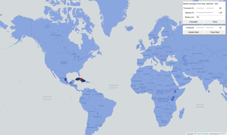 Demo search application featuring the patented search algorithm: Country based application, another example of soil similarity search of Cuba