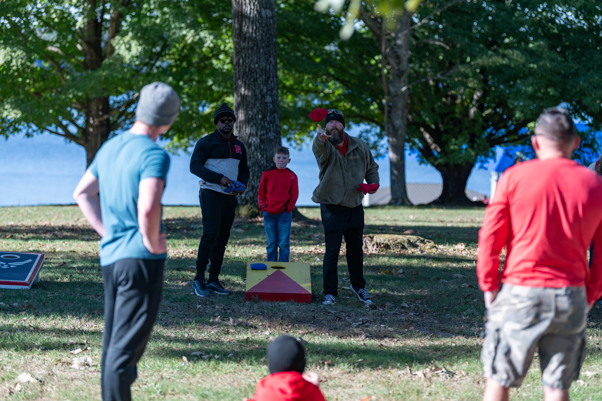 Arnold Air Force Base personnel participate in Sports Day at the Arnold Lakeside Complex, Oct. 17, 2024. Sports Day is an annual event held by the Arnold Engineering Development Complex to promote unit cohesion and morale.