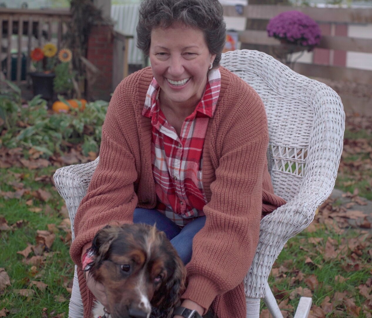 Woman with her dog.