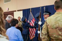 U.S. Air Force Airmen from the Beale Honor Guard raise the colors during the national anthem opening Beale’s annual Retiree Appreciation Day at Beale Air Force Base, Nov. 7, 2024.