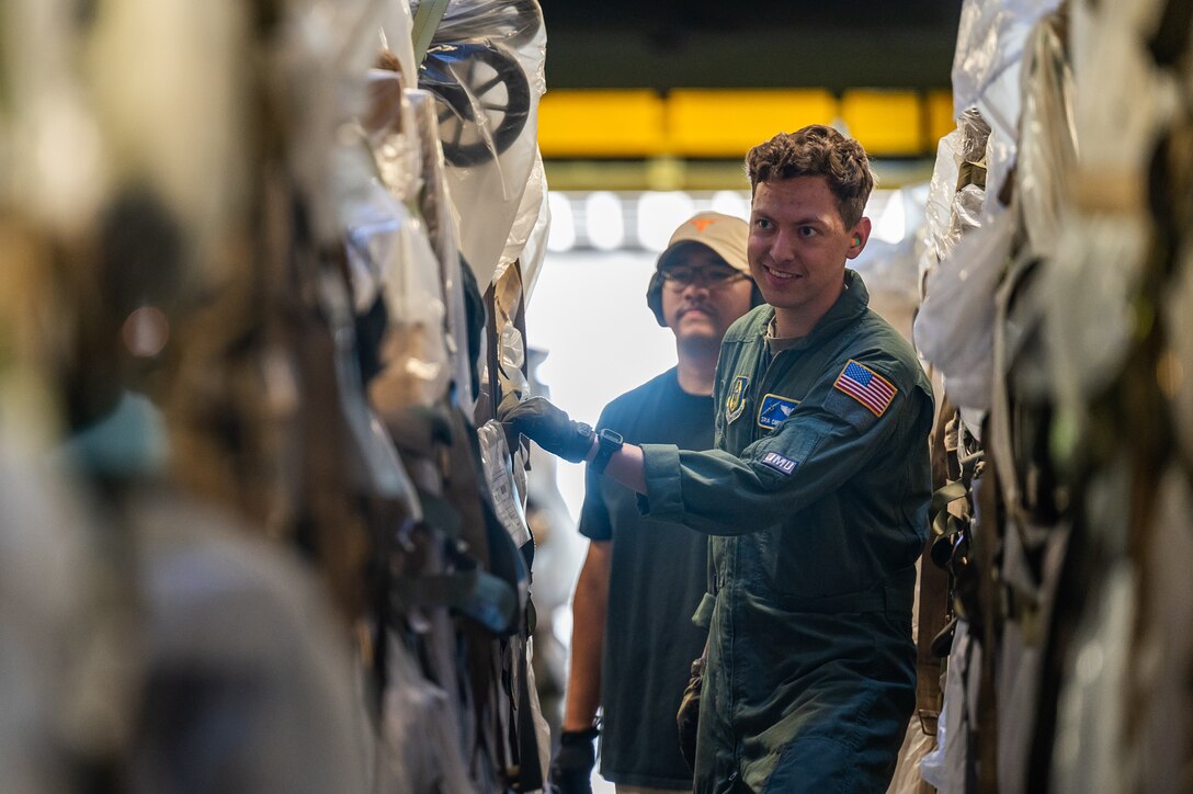U.S. Airmen unload cargo from a C-5M Super Galaxy from Dover Air Force Base, Delaware, at Soto Cano Air Base, Honduras, Nov. 8, 2024.