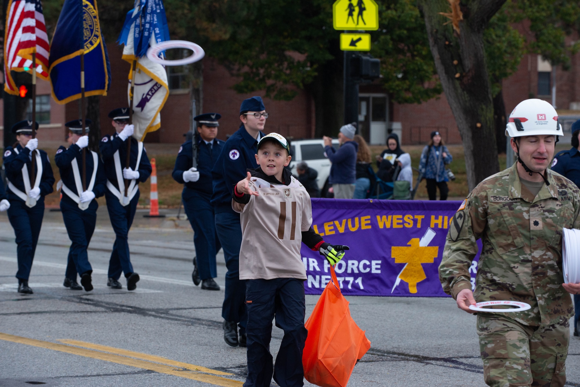 People participating in Veterans Day parade