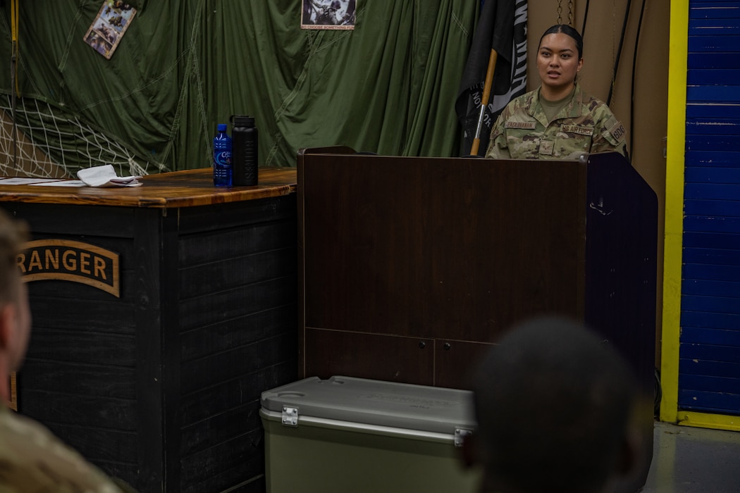 person is standing at the podium