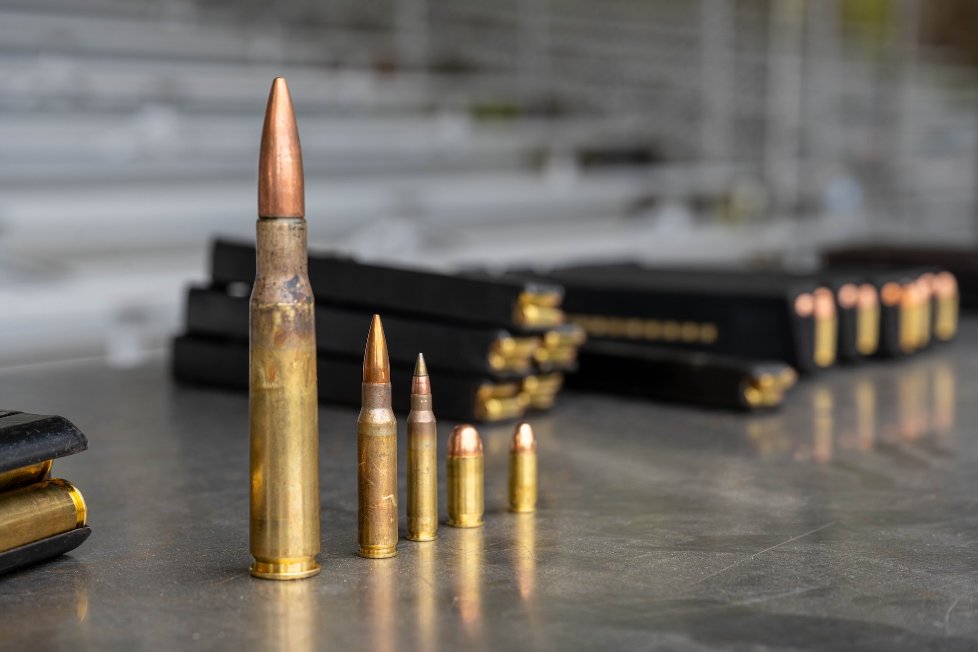 Ammunition is on display for the Air Force Special Operations Command Service Member of the Year competition at Hurlburt Field, Florida, Oct. 30, 2024.