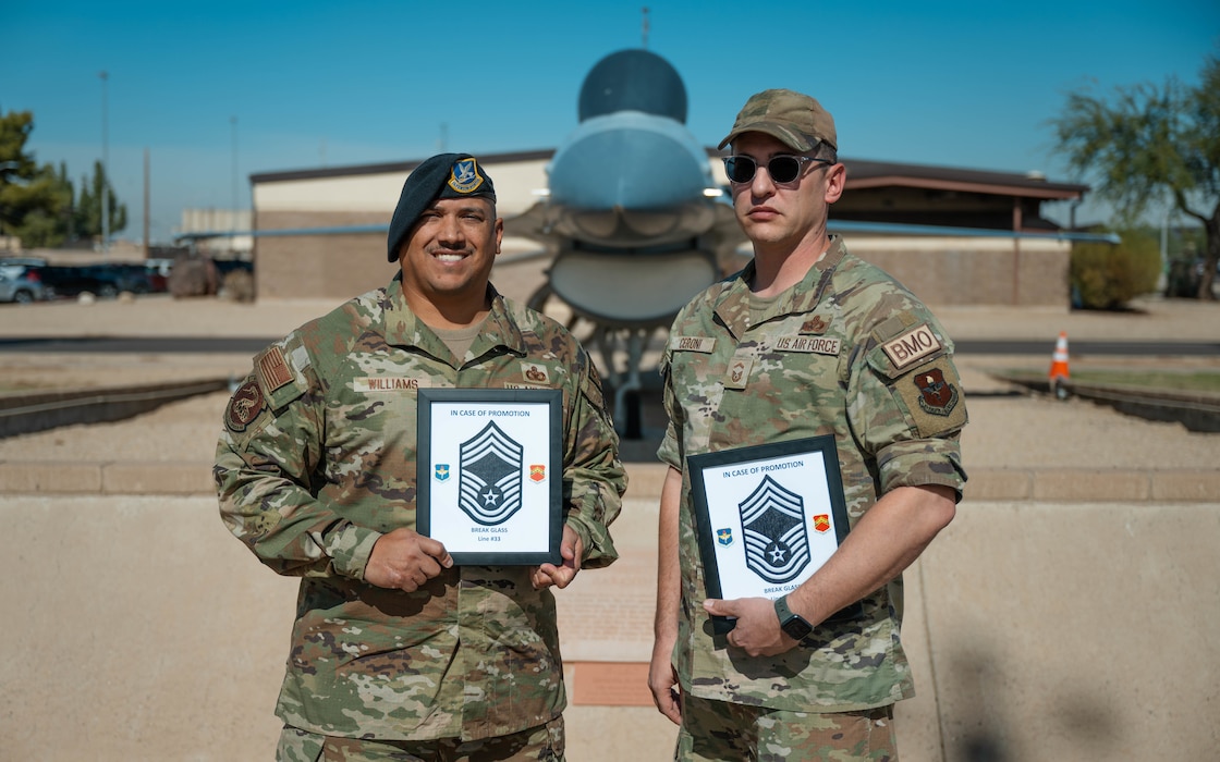 The two senior master sergeant’s promotion to chief master sergeant marks a significant milestone in their Air Force career. All chief master sergeants are expected to serve as mentors for non-commissioned officers and junior enlisted members, and to serve as advisers to unit commanders and senior officers.