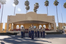 U.S. Marine Corps staff with Hotel Company, 2nd Recruit Training Battalion, stand in formation during a graduation ceremony at Marine Corps Recruit Depot San Diego, California, Nov. 8, 2024. This ceremony marked the end of a 13-week transformation that included training in drill, marksmanship, basic combat skills, and Marine Corps customs and traditions. (U.S. Marine Corps photo by Lance Cpl. Janell B. Alvarez)