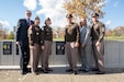 U.S. Army Medical Logistics Command leaders pose for a photo following the dedication of AMLC’s new unit plaque at the National Museum of the U.S. Army at Fort Belvoir, Virginia, on Veterans Day, Nov. 11. Pictured, from left, are retired Col. Jon Kissane; Command Sgt. Maj. Timothy Sprunger; Lt. Gen. Mary K. Izaguirre, Army surgeon general and commanding general of Army Medical Command; AMLC Commander Col. Marc Welde; retired Lt. Gen. Patricia McQuistion, former deputy commanding general of Army Materiel Command; and AMLC Command Sgt. Maj. Gabriel Wright. (Photo Credit: Otis Toussaint)