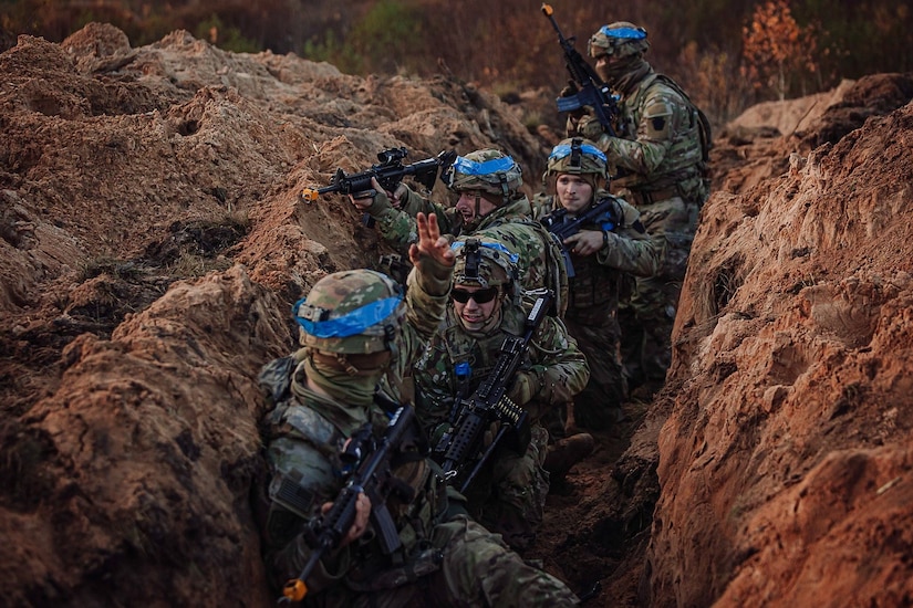 U.S. Soldiers with the 2nd Infantry Brigade Combat Team, 28th Infantry Division, Pennsylvania National Guard perform drills and maneuvers with the Polish army at General Silvestras Žukauskas Training Area in Pabradė, Lithuania. Over 70 Soldiers with the Pennsylvania National Guard deployed to Lithuania for the exercise, which was held Oct. 14 to 31. (Courtesy photo)