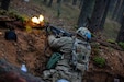 U.S. Army Spc. Ray Ortiz, an infantryman assigned to 1st Battalion, 109th Infantry Regiment, 2nd Infantry Brigade Combat Team, 28th Infantry Division, Pennsylvania Army National Guard, defends his post during exercise Strong Griffin at Pabrade Training Area, Lithuania, Oct. 27, 2024. Soldiers from 1st Bn., 109th Inf. Regt. spent their two-week annual training period augmenting the 1st Cavalry Division forces participating in Strong Griffin – a Lithuanian-led NATO field exercise focused on training Lithuanian forces and enhancing interoperability with partner nation units. The 1st Cavalry Division’s mission in Europe is to engage in multinational training and exercises across the continent, working alongside NATO allies and regional security partners to provide competent and ready forces to V Corps, America’s forward-deployed corps in Europe (U.S. Army photo by Spc. Trey Gonzales)