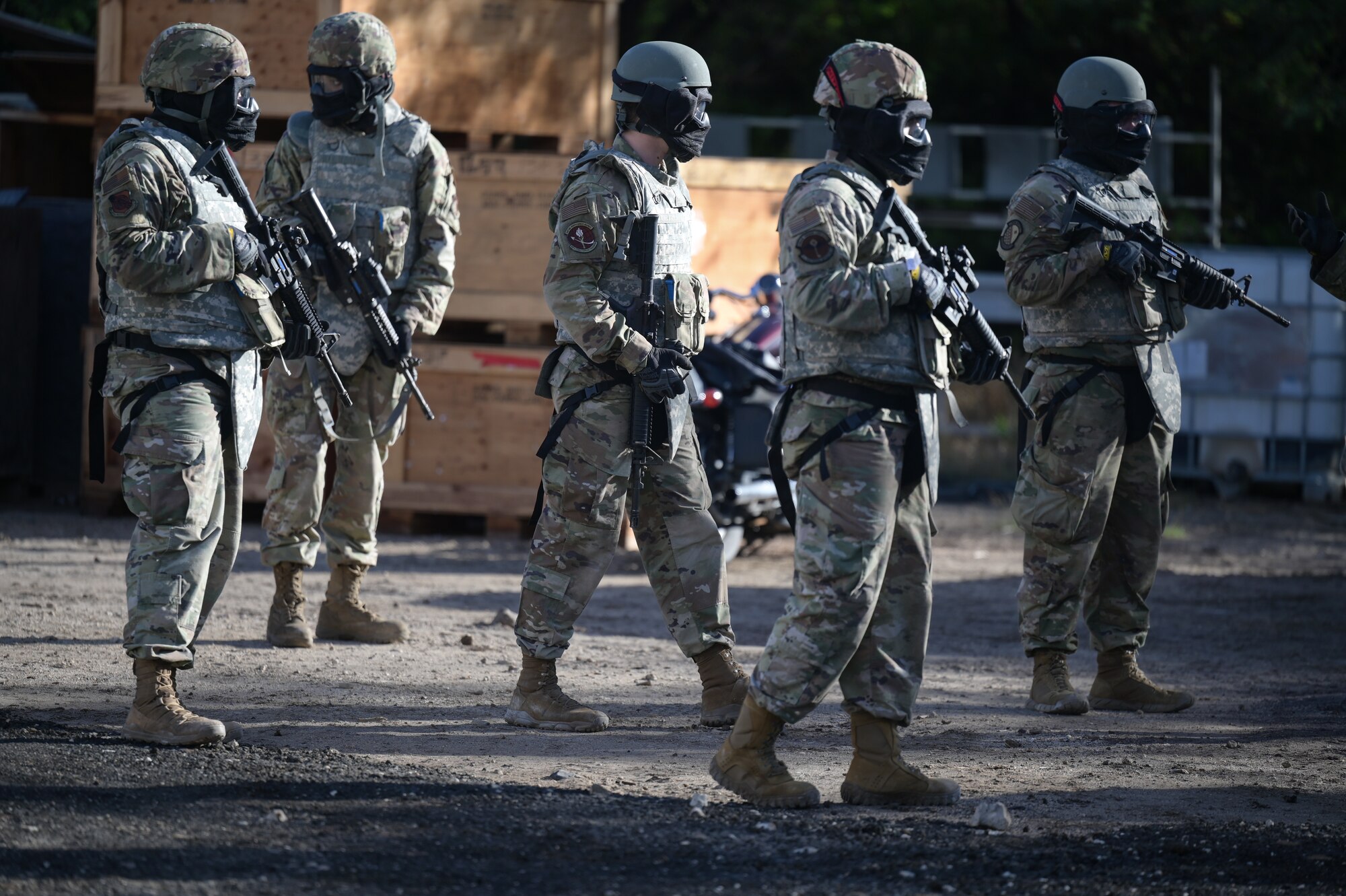 Airmen patrol during training exercise.