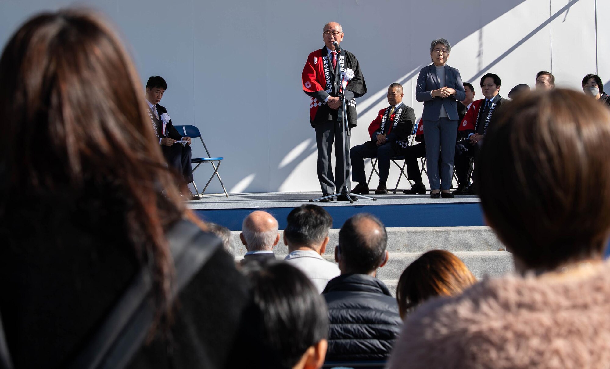 A mayor speaks to the public.