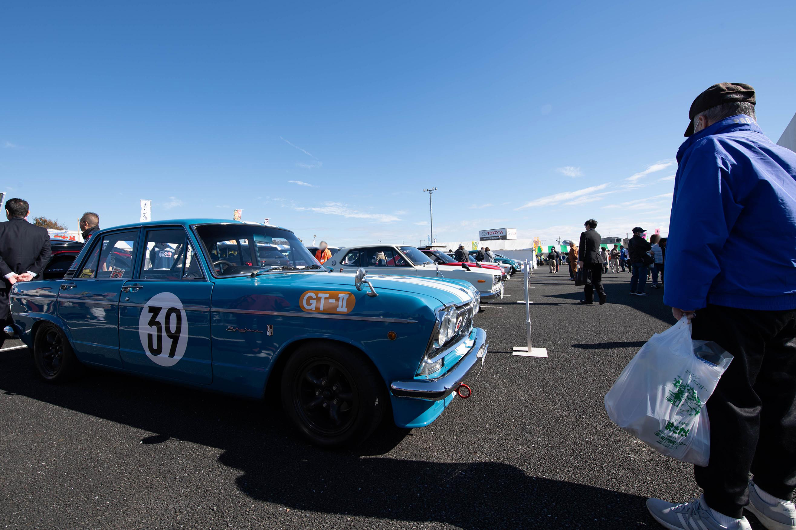 Various cars on display.