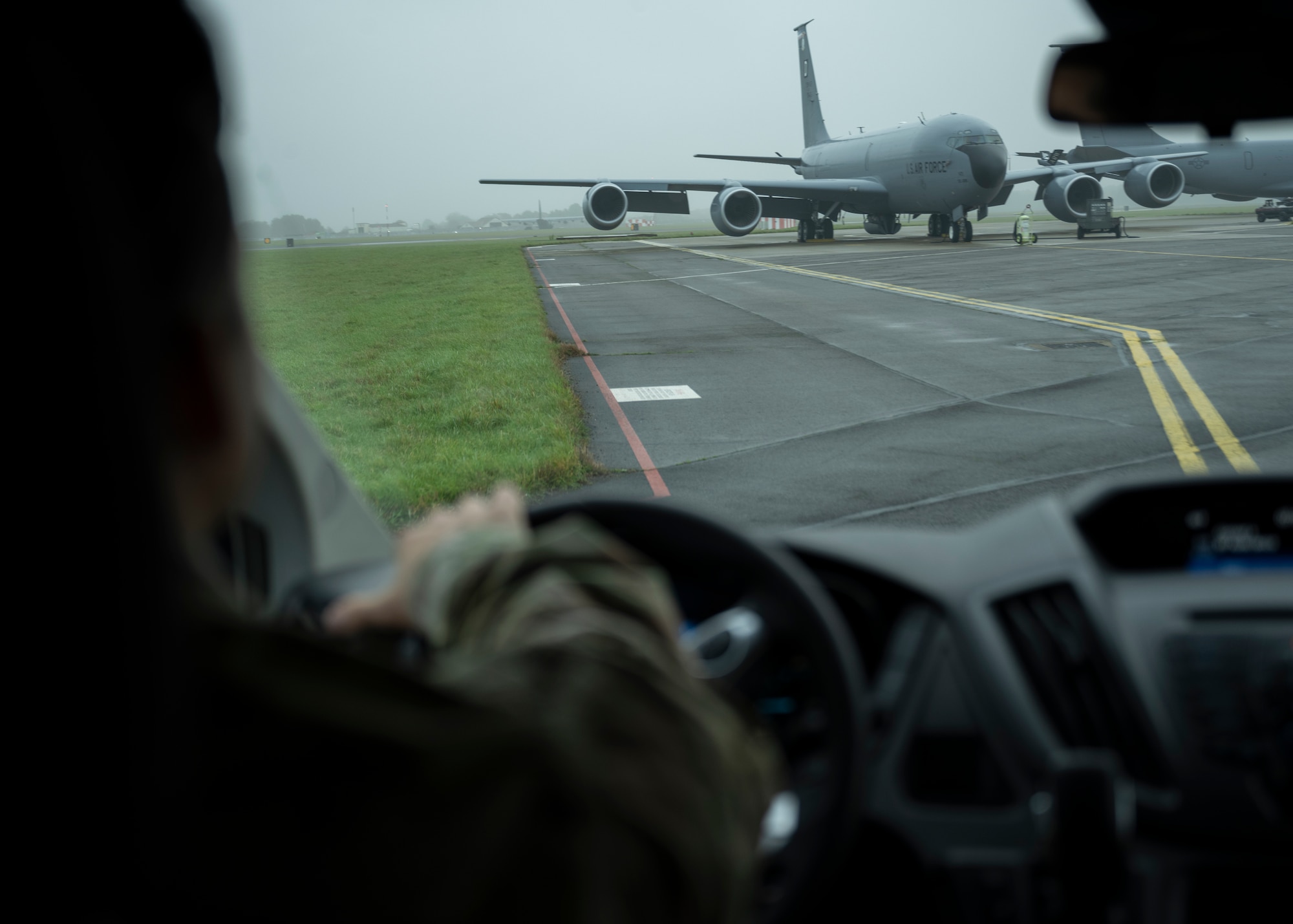 A U.S. Air Force KC-135 Stratotanker from the 100th Air Refueling Wing sits on a hardstand at Royal Air Force Mildenhall, England, Nov. 6, 2024.