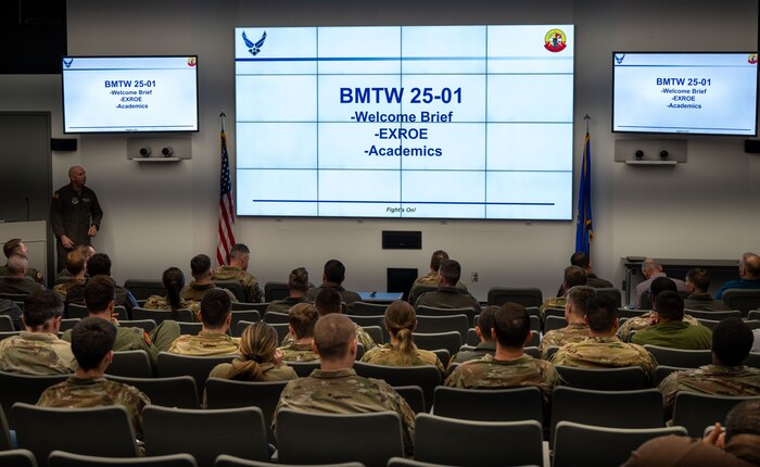 U.S. Airmen receive a Battalion Mass Tactical Week expectation brief at Fort Liberty, North Carolina, Nov. 13, 2024.