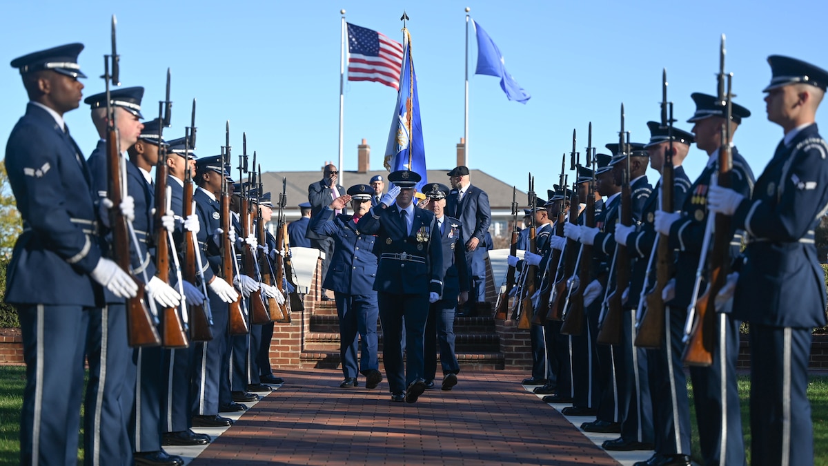 Military members salute military leadership.