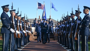 Military members salute military leadership.
