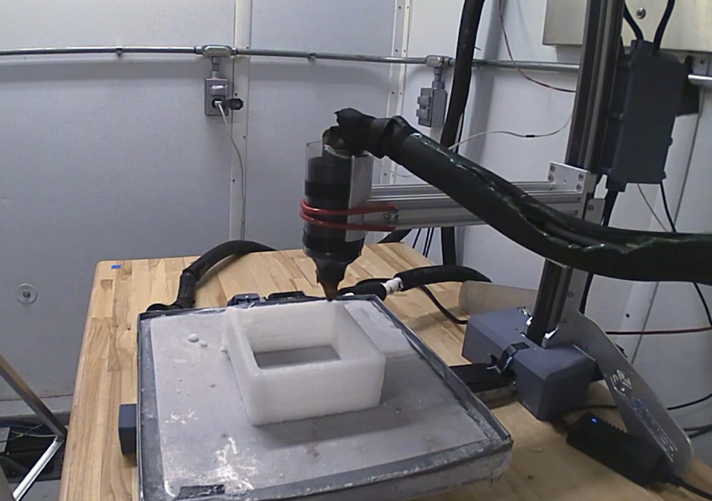 Research scientists at ERDC have successfully demonstrated a novel method of 3-D printing with ice reinforced with natural fibers.