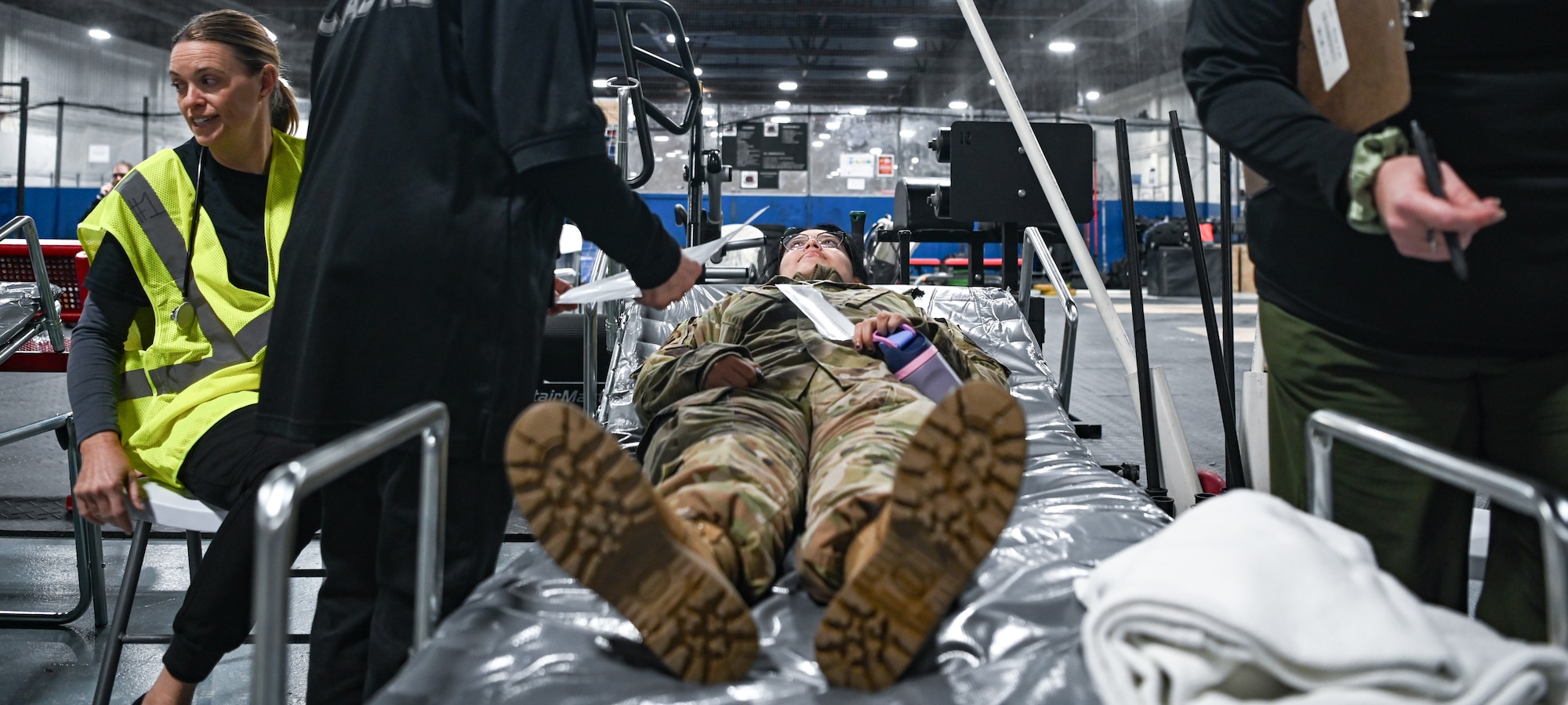 Person lays on stretcher