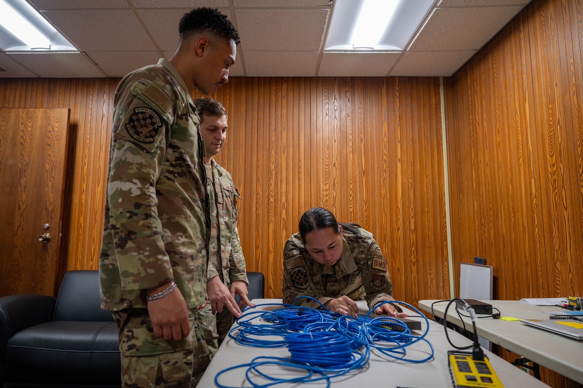 U.S. Air Force Airmen from the 623rd Air Control Squadron set up a remote network area during a communication outage exercise at Kadena Air Base, Japan, Nov. 14, 2024.