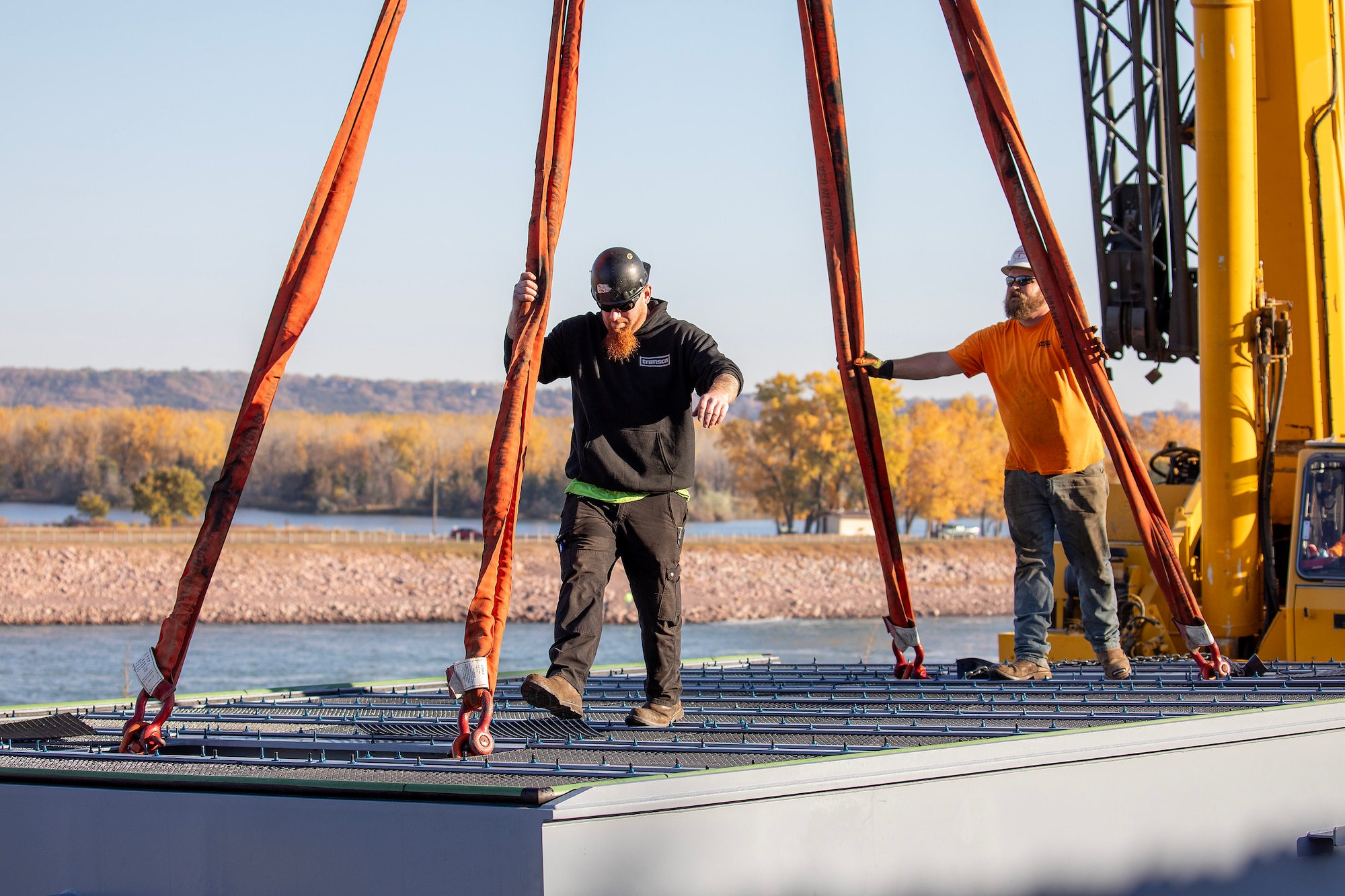 A photo of work being done to replace gates at the Gavins Point Project