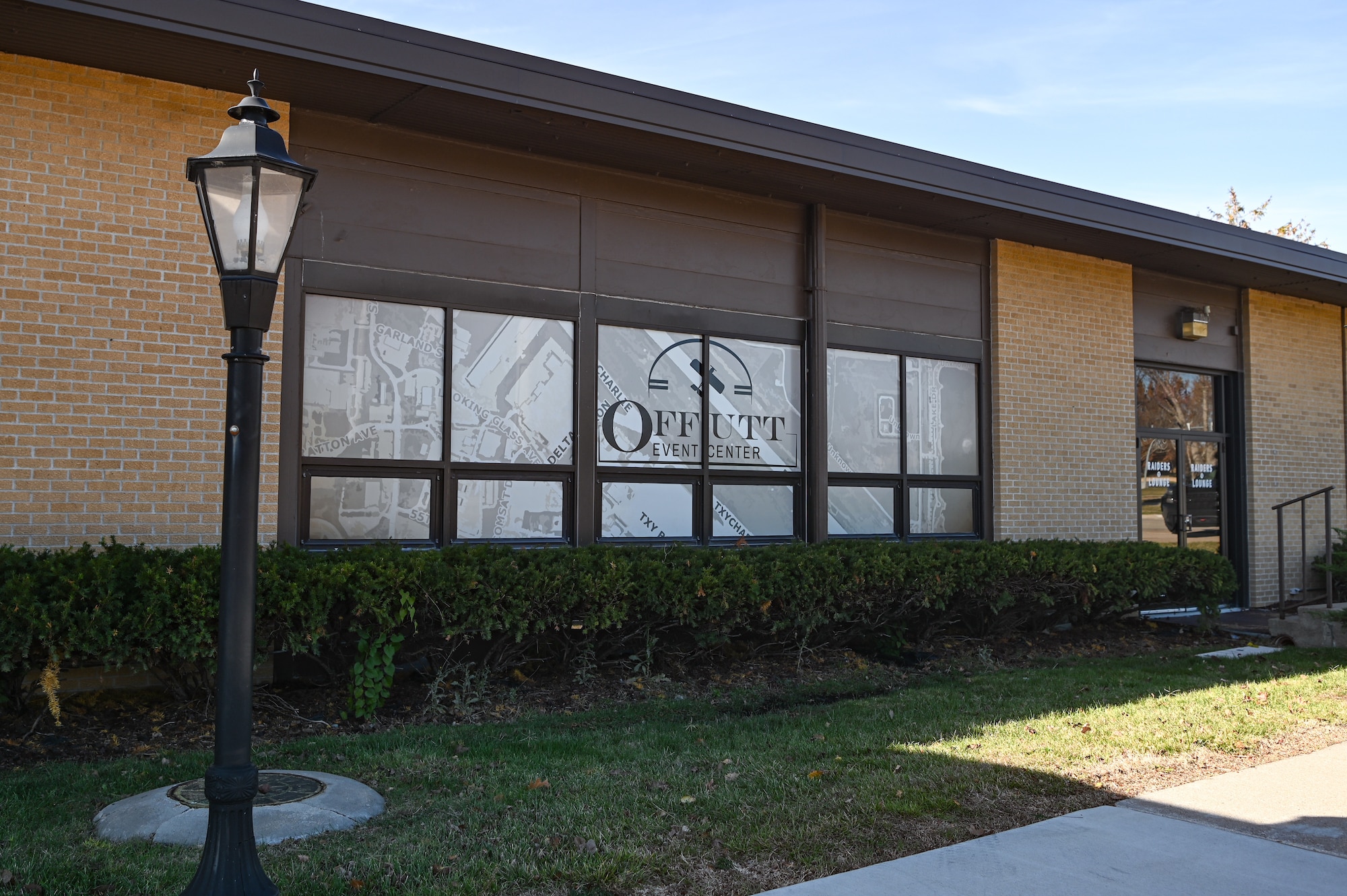 Window decals on event center