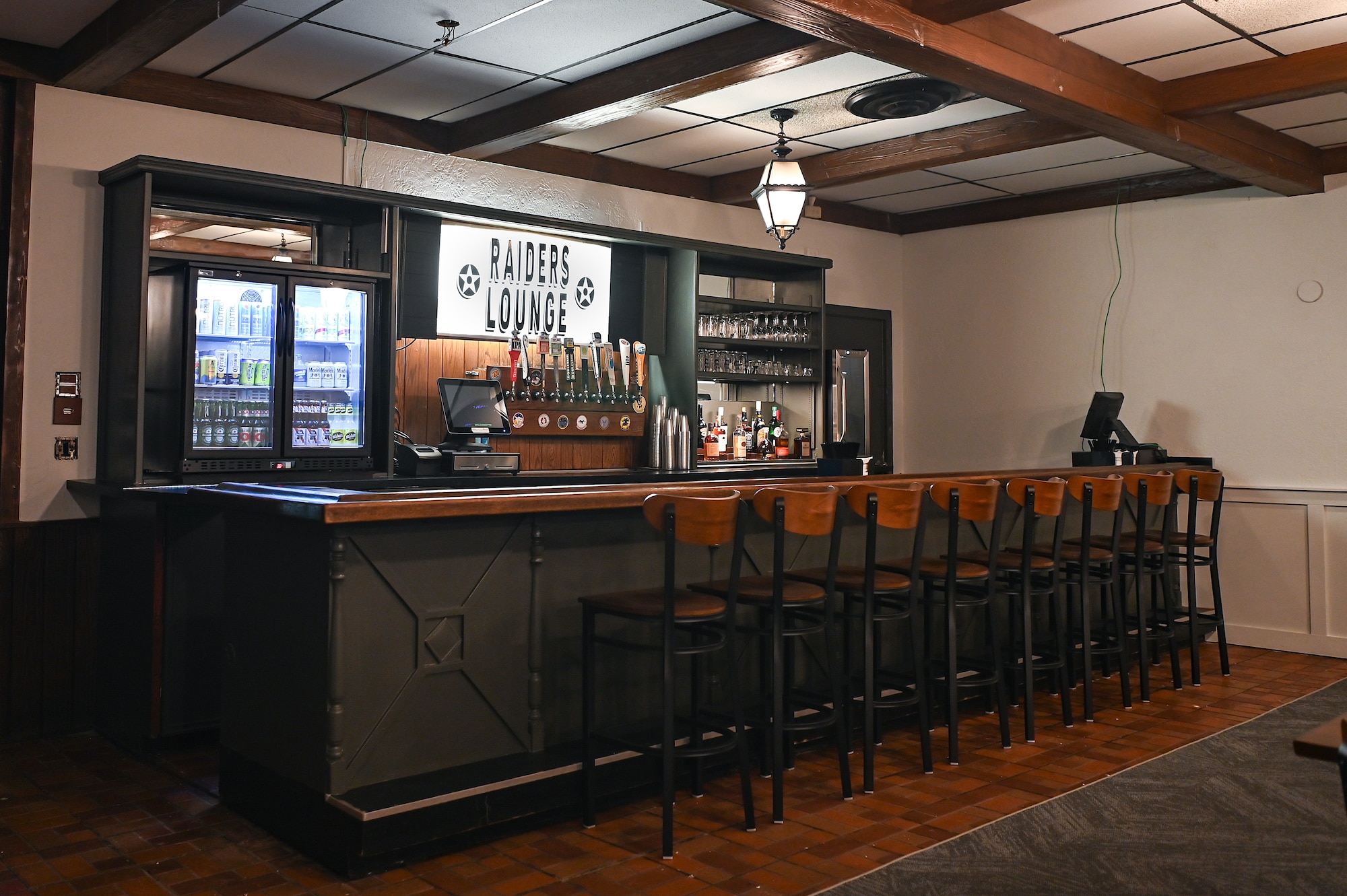 A bar in the Raiders Lounge