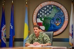 U.S. Navy Rear Adm. Greg Huffman, commander, Joint Task Force - Micronesia, provides closing remarks to state leaders and representatives of the Federated States of Micronesia (FSM) and U.S. military and Department of Defense leaders during a Joint Committee Meeting in Chuuk State, attended virtually from Joint Region Marianas headquarters, Nov. 13.