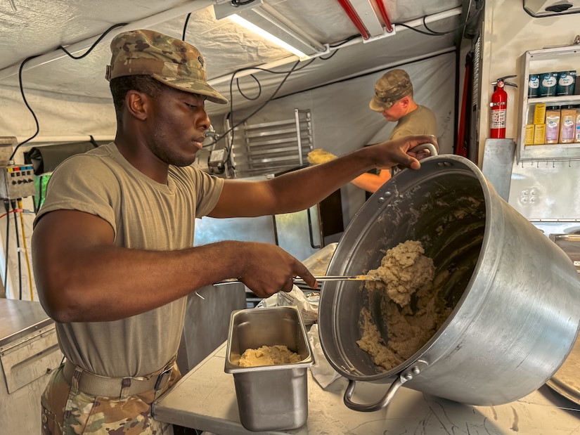 In addition to cooking 1900 meals, I Co. supported the battalion by distributing more than 3200 gallons of fuel, delivering 192,000 rounds of ammunition, and preforming annual maintenance on 25 percent of vehicles in the battalion during annual training