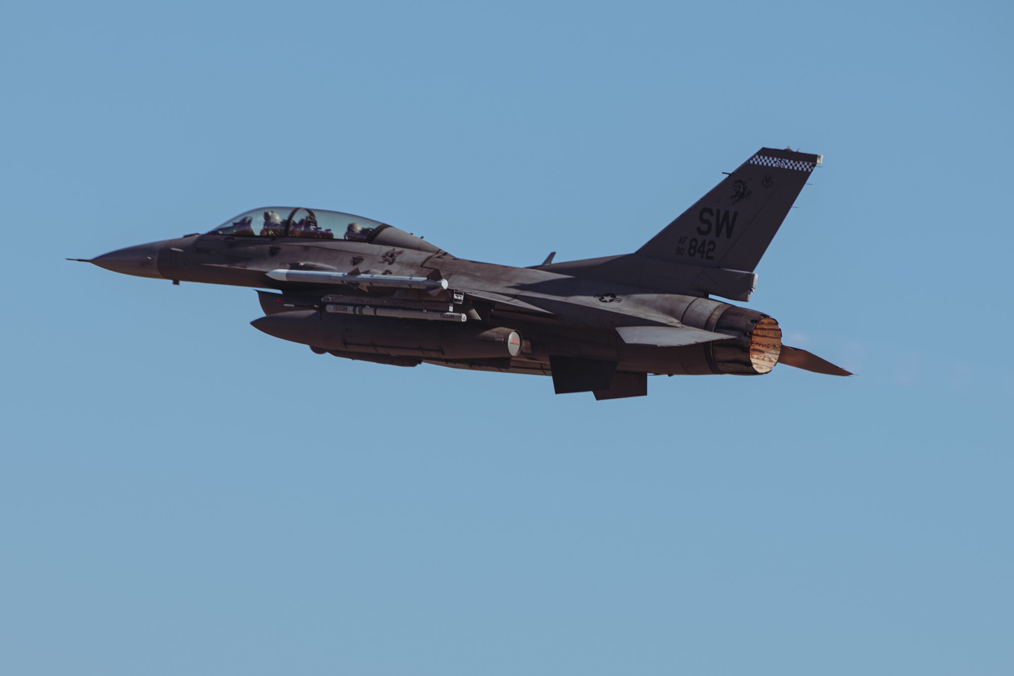 Jet takes off from a runway.