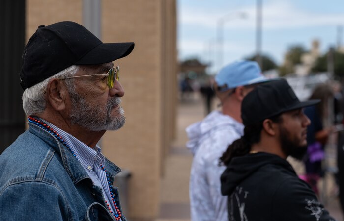 Parade Attendees look on as various military and local organizations march in the Veterans Day Parade in downtown San Angelo, Texas, Nov. 9, 2024. Veterans Day is a day dedicated to the patriotism and duty of those who have served. (U.S. Air Force photo by Staff Sgt. Nathan Call)