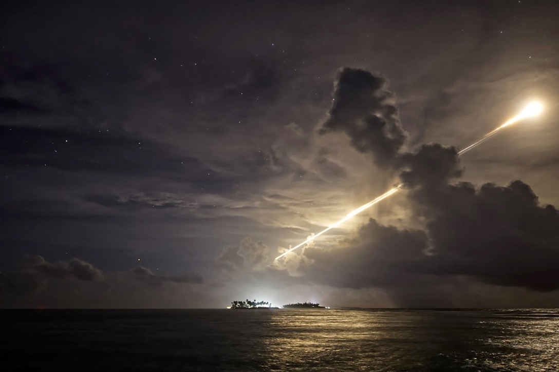 The Ronald Reagan Ballistic Missile Defense Test Site tracks an unarmed Minuteman III intercontinental ballistic missile launch from Vandenberg Air Force Base, Calif., Nov. 5, 2024.