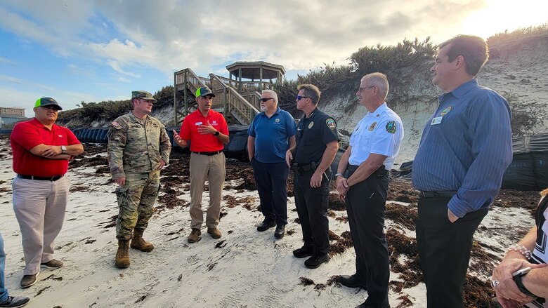 USACE Jacksonville District Commander Col. Brandon Bowman, Deputy Engineer Mr. Howie Gonzalez, and Water Resources Branch Chief Mr. Milan Mora meet with city officials on the Volusia County shoreline to see areas within the forthcoming Coastal Storm Risk Management (CSRM) study. The CSRM studies determine the harmful impacts of coastal storms by reducing vulnerabilities, enhancing resilience, and protecting lives, property, and natural resources.  The Jacksonville District received Congressional authority to study the shoreline along Volusia County in 2000 and has requested funding to start the study in Fiscal Year 25.