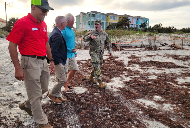 USACE Jacksonville District Commander Col. Brandon Bowman, Deputy Engineer, Mr. Howie Gonzalez, and Volusia County officials meet with local residents on the Volusia County shoreline to see areas within the forthcoming Coastal Storm Risk Management (CSRM) study. The CSRM studies determine the harmful impacts of coastal storms by reducing vulnerabilities, enhancing resilience, and protecting lives, property, and natural resources.  The Jacksonville District received Congressional authority to study the shoreline along Volusia County in 2000 and has requested funding to start the study in Fiscal Year 25.