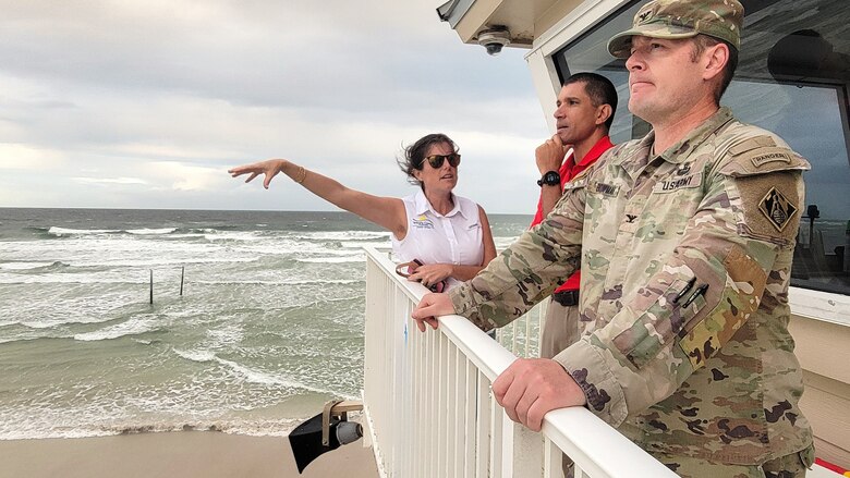 USACE Jacksonville District Commander Col. Brandon Bowman and Deputy Engineer, Mr. Howie Gonzalez, meet with city officials on the Volusia County shoreline to see areas within the forthcoming Coastal Storm Risk Management (CSRM) study. The CSRM studies determine the harmful impacts of coastal storms by reducing vulnerabilities, enhancing resilience, and protecting lives, property, and natural resources.  The Jacksonville District received Congressional authority to study the shoreline along Volusia County in 2000 and has requested funding to start the study in Fiscal Year 25.