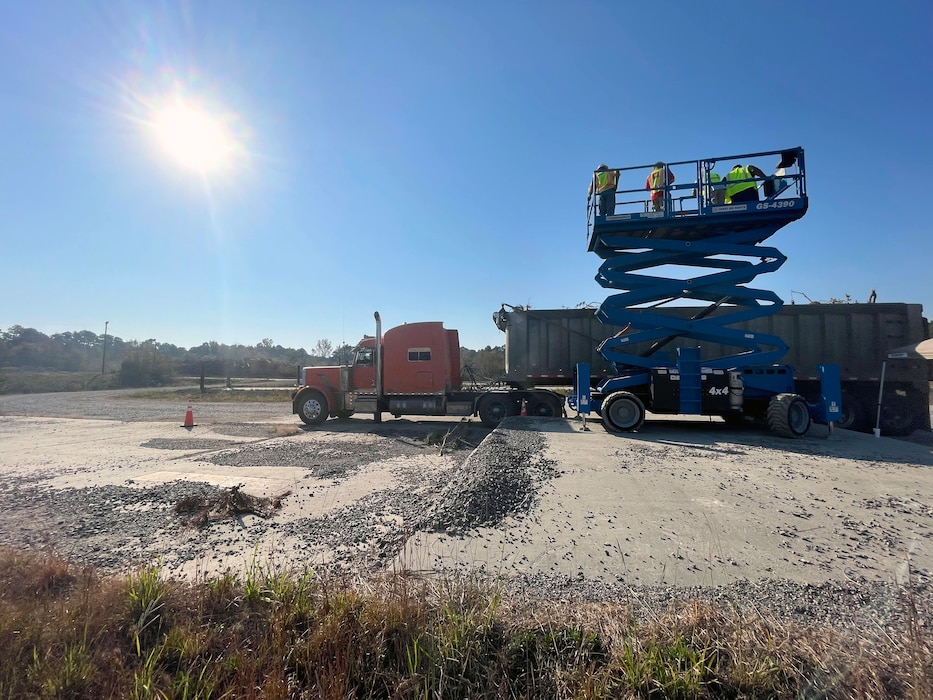 Pictures of an open field construction site.