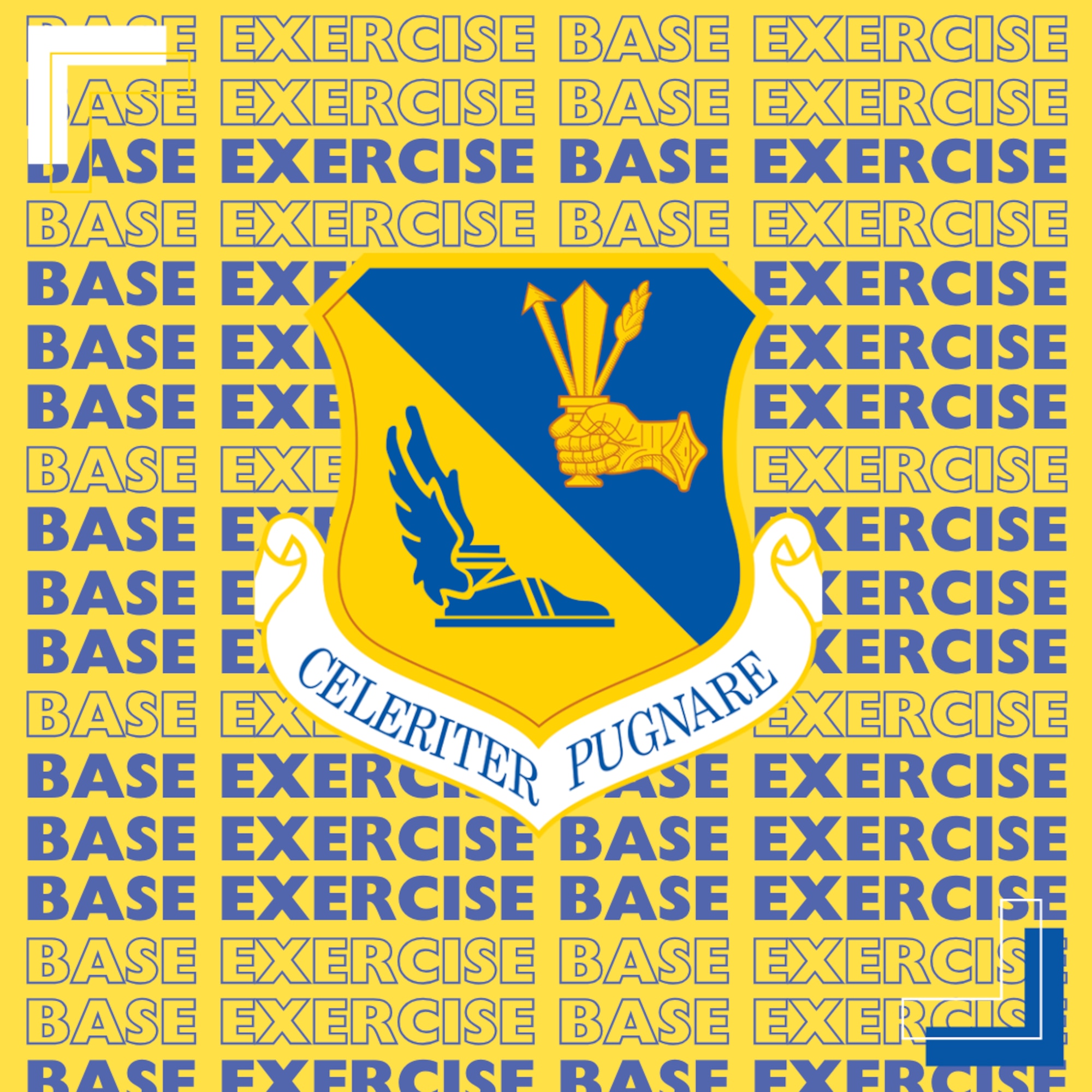 A graphic depicting an announcement about a base exercise.