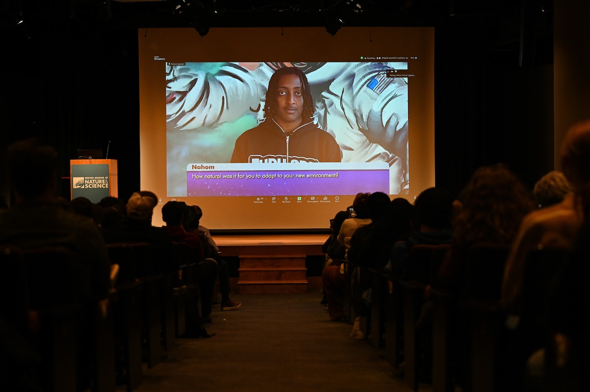 Student asks question on screen