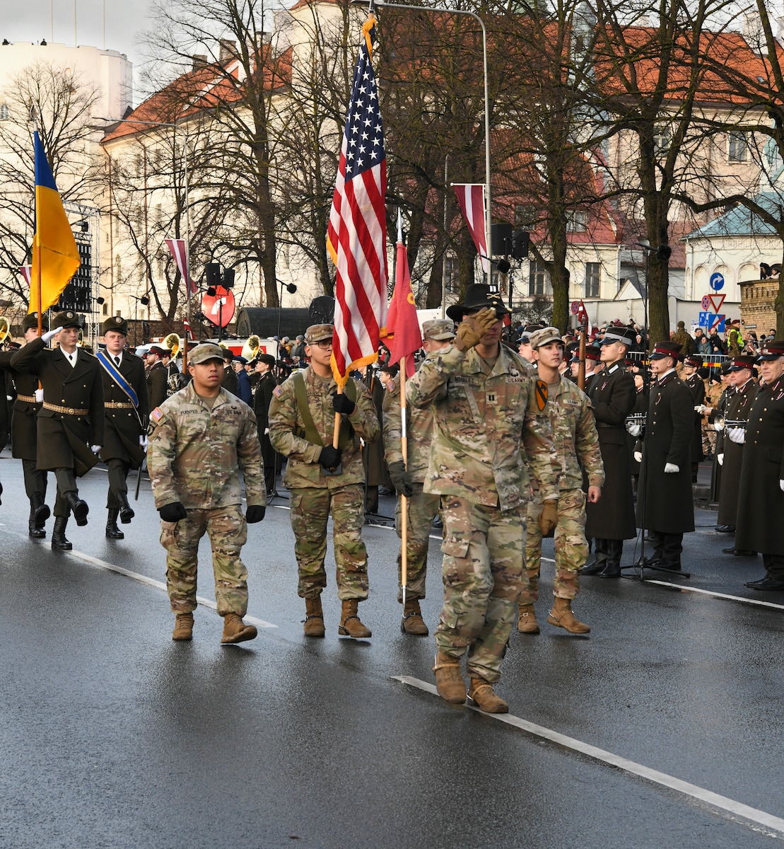 Michigan National Guard members joined Latvian Armed Forces and military members from over 12 allied nations to celebrate Latvia's 106th Independence Day Nov. 18, 2024. The event highlighted the enduring partnership between Latvia and Michigan under the State Partnership Program.