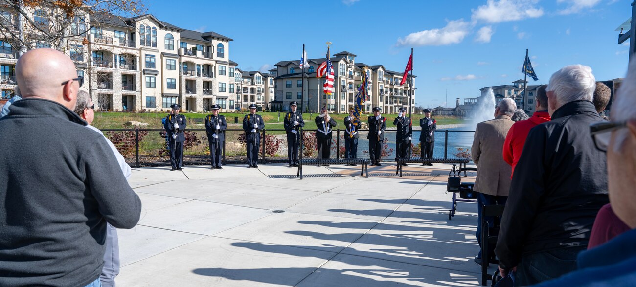 The Centerville Honor Guard presents the colors at a Veterans Day ceremony.