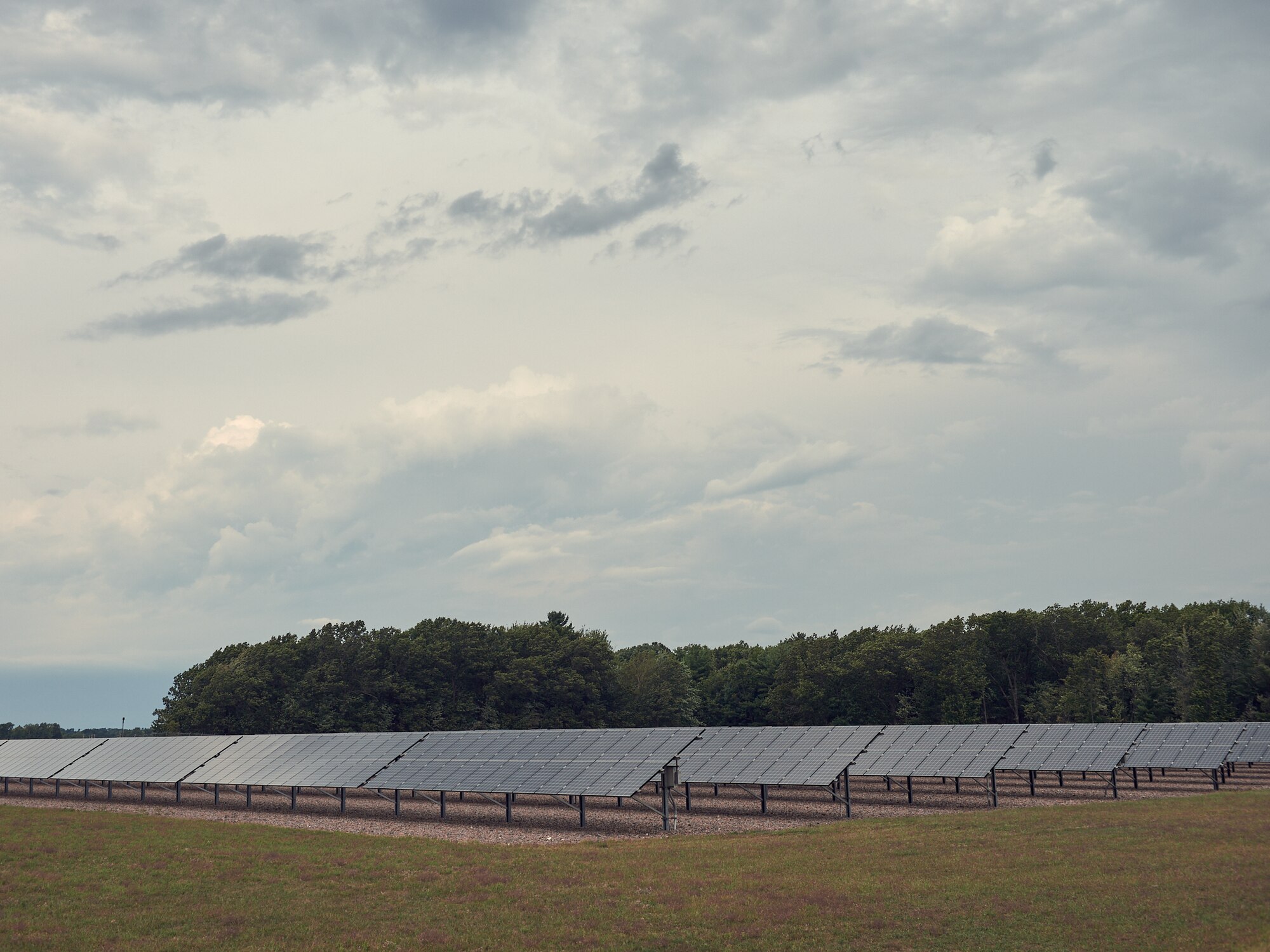 Photo of the solar array at the 158th Fighter Wing, located across from the Burlington International Airport (BTV) on the Vermont Air National Guard Base, South Burlington, Vt., Sept. 4, 2019.
