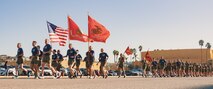U.S. Marines with Recruit Training Regiment, lead the company motivational run for Mike Company, 3rd Recruit Training Battalion, at Marine Corps Recruit Depot San Diego, California, Nov. 14, 2024. The company motivational run is a three-mile cadence run conducted around the Depot and is the last physical training event the Marines will conduct before they graduate from MCRD San Diego. The event is also the first time friends and families will see their newly transformed Marines. (U.S. Marine Corps photo by Lance Cpl. Janell B. Alvarez)