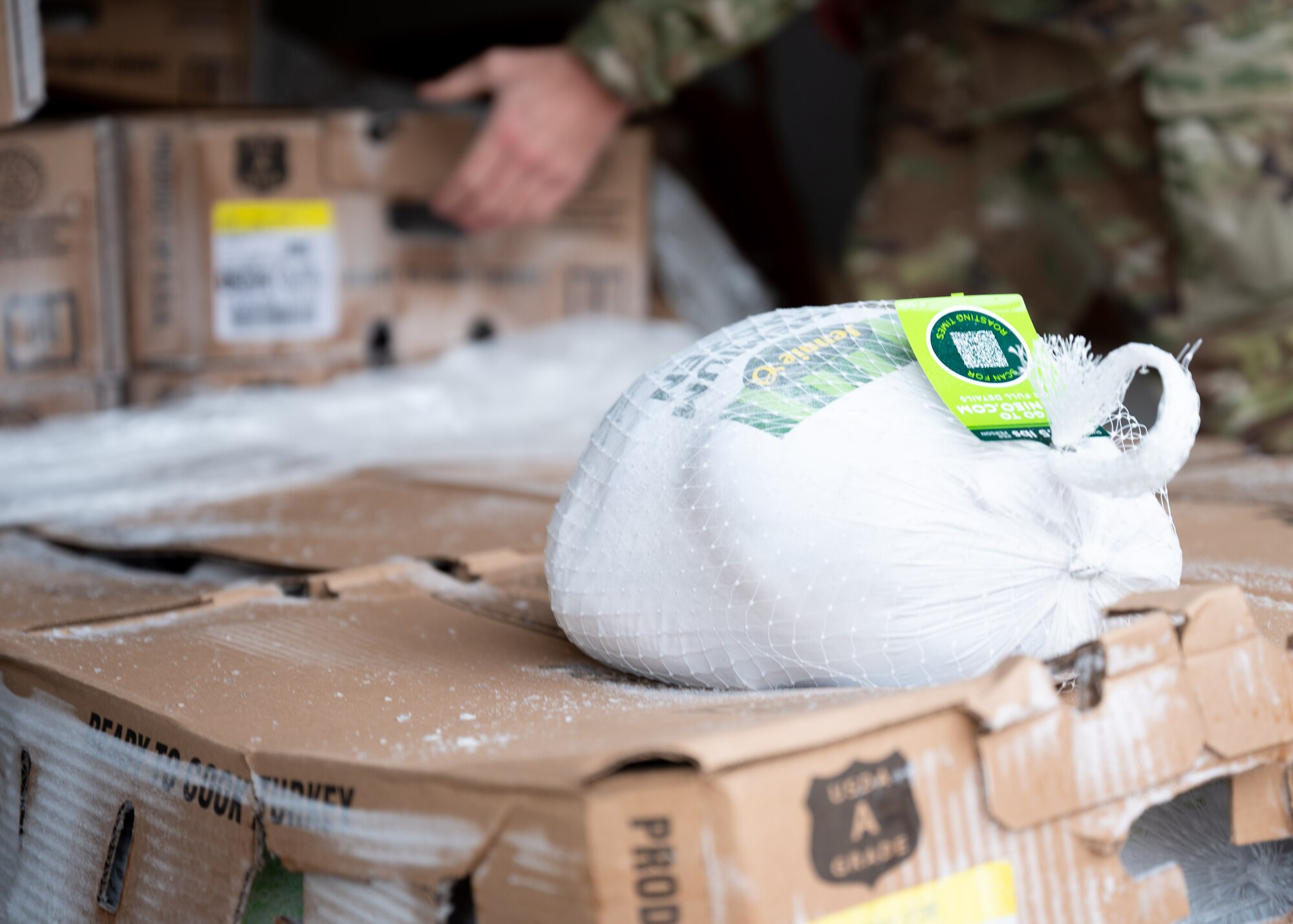 Team McChord Airmen joined forces with members of the Air Force Association Washington State Chapter and Pierce Military and Business Alliance to carry out Operation Turkey Drop at Joint Base Lewis-McChord, Washington, Nov. 21, 2024. Hundreds of turkeys were donated by the AFA Washington State Chapter, Pierce Military and Business Alliance, the Army and Air Force Exchange Service and the Religious Support Office for Airmen in time for Thanksgiving. The annual event directly supports and enhances quality of life for Team McChord Airmen and their families during the holidays.